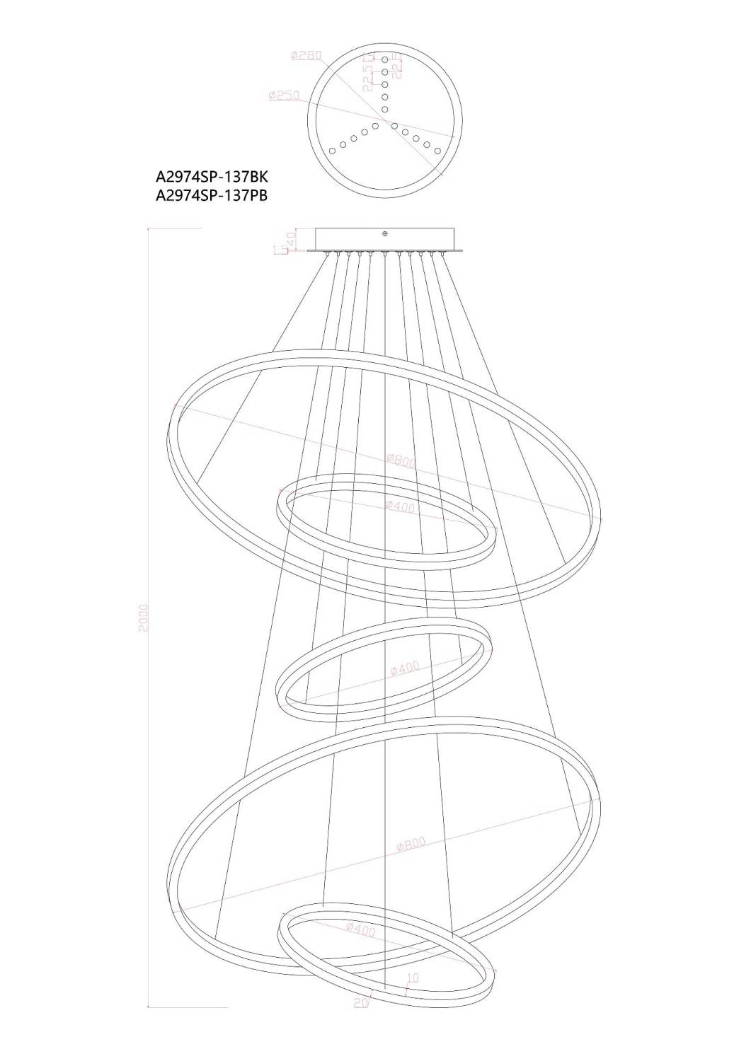 Подвесная люстра Arte Lamp Arcane A2974SP-137BK