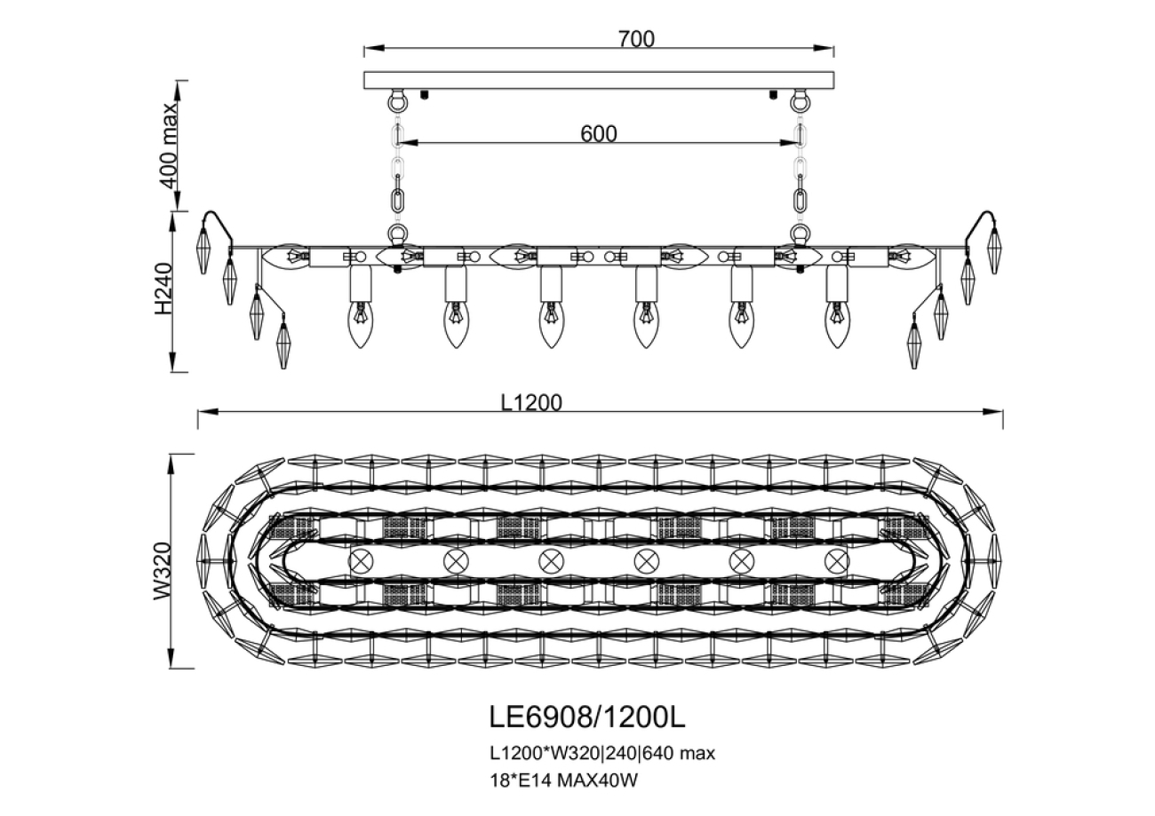 Подвесная люстра LEON Florence LE6908/1200L GD