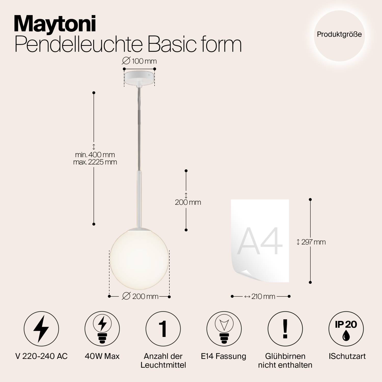 Светильник подвесной Maytoni Basic form MOD321PL-01W1