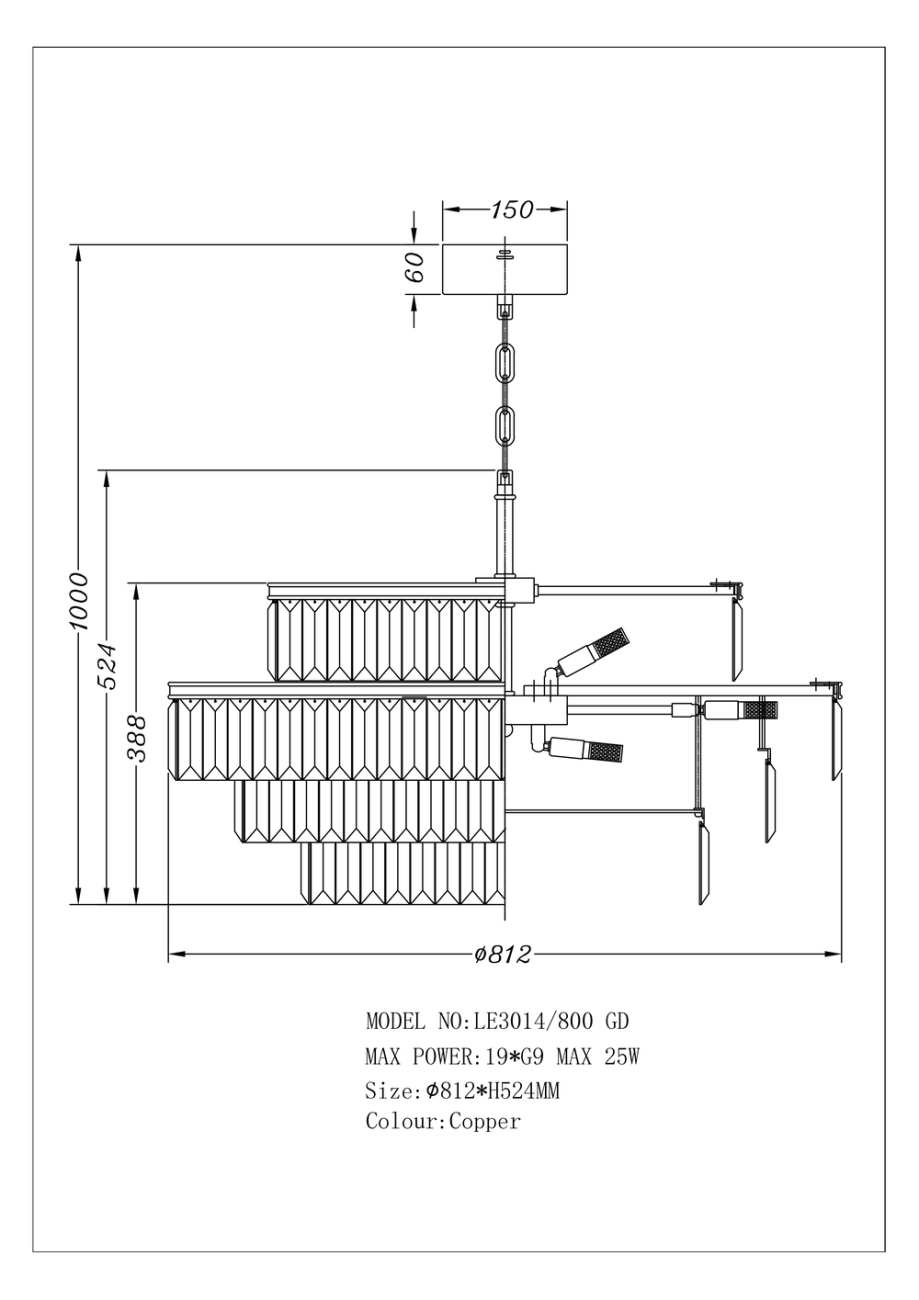Подвесная люстра LEON Mia LE3014/800 Brass