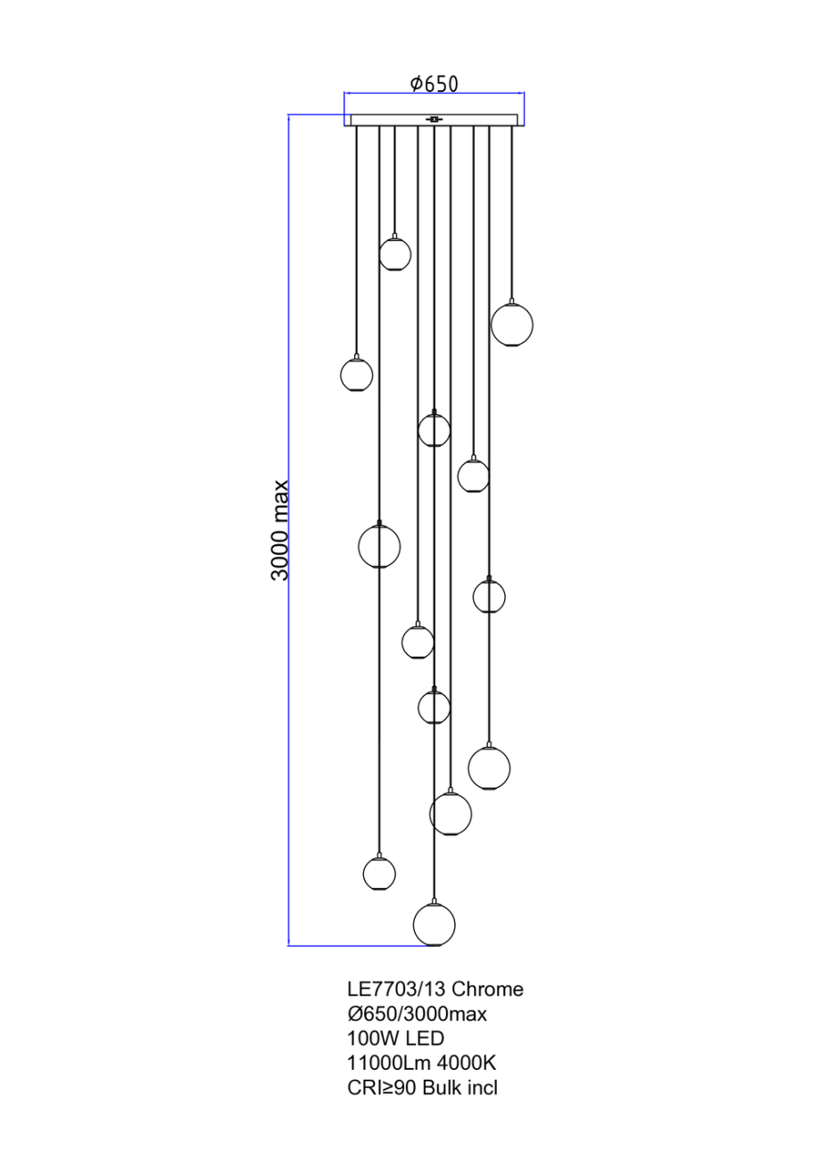 Люстра каскадная LEON Aurore LE7703/13 Chrome