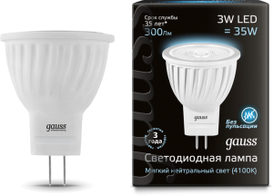Светодиодные лампочки Gauss 132517203 (GU4)  (3Вт)  (4100K) 