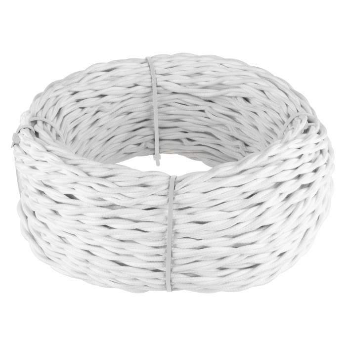 Ретро кабель Werkel W6453301/ Ретро кабель витой 3х2,5 (белый) 20 м