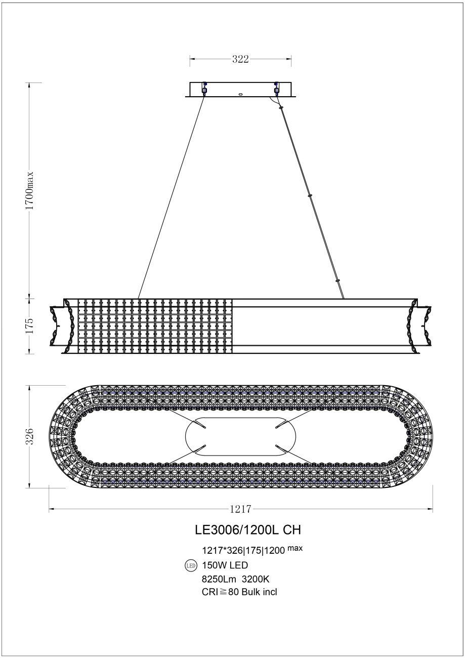 Подвесная люстра LEON Tendre LE3006/1200L CH