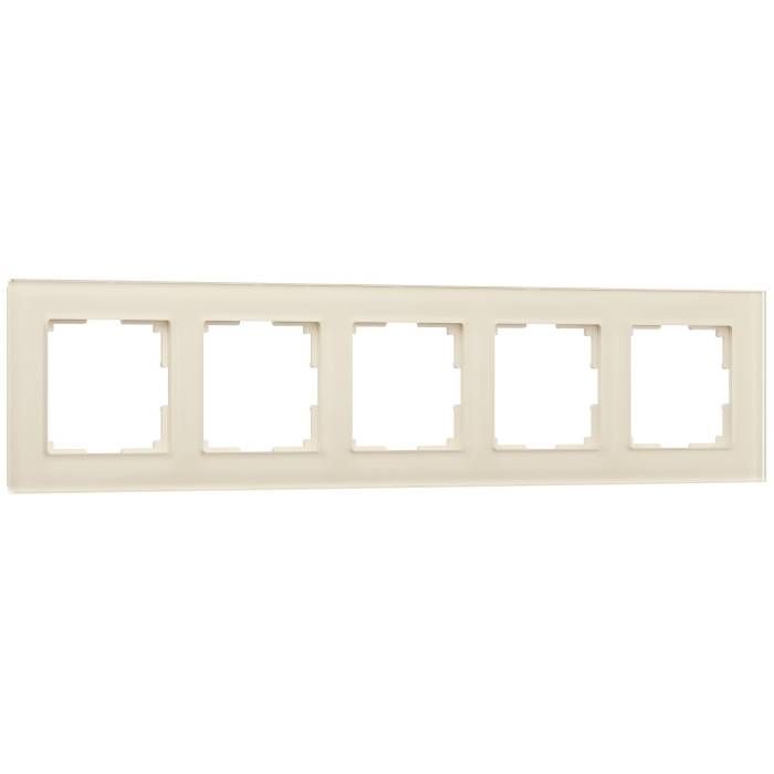 Рамка Werkel W0051141/ Рамка на 5 постов Favorit (молочный, стекло)