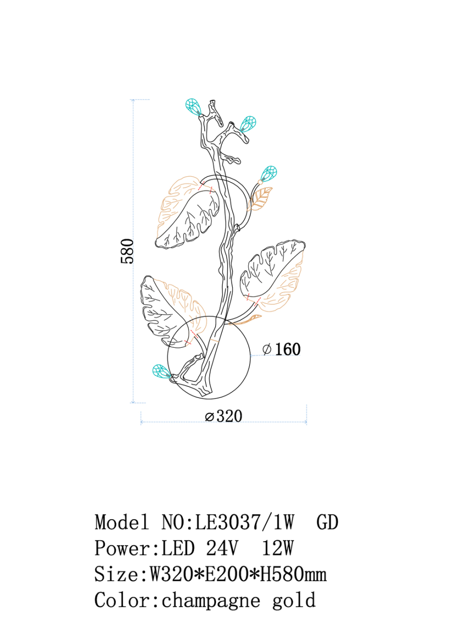 Настенное бра LEON Olivia LE3037/1W GD