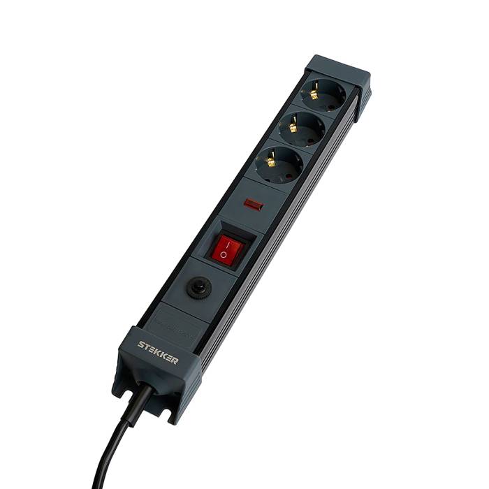 Сетевой фильтр 3-местный с/з 3x1мм2, 3 м, Stekker Techno 50154