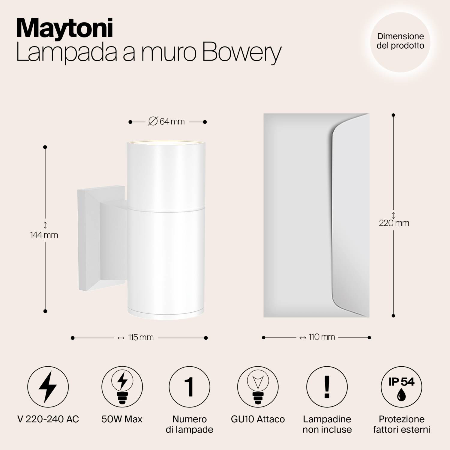 Уличный настенный светильник Maytoni Bowery O574WL-01W