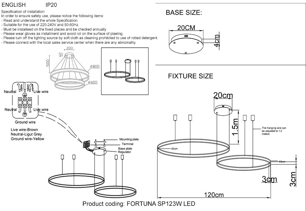 Подвесная люстра Crystal Lux Fortuna FORTUNA SP123W LED BLACK