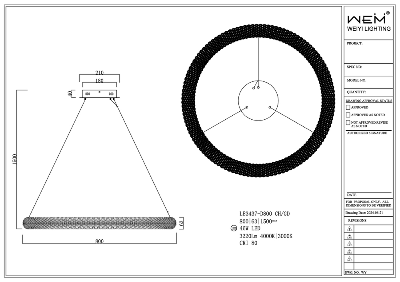 Подвесная люстра LEON Juliana LE3437-D800 GD