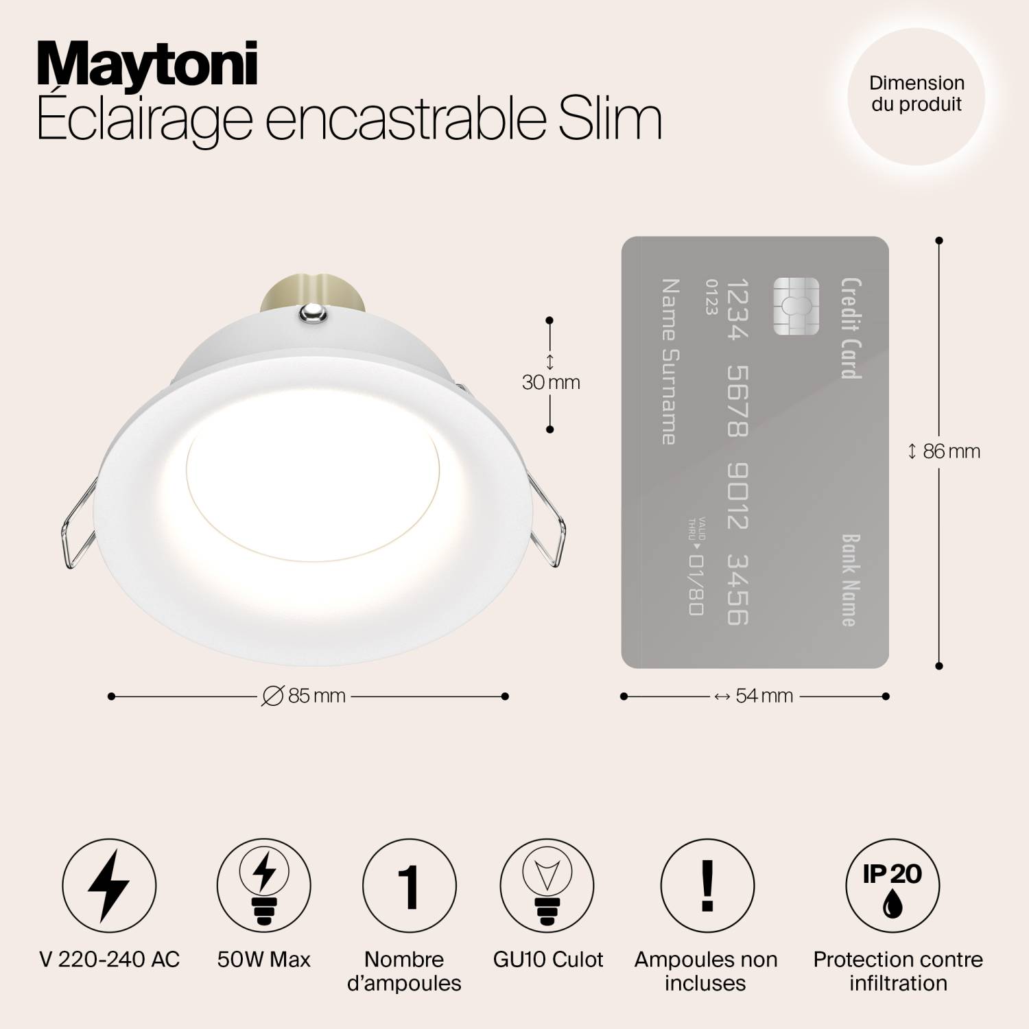 Встраиваемый светильник Maytoni Slim DL027-2-01W