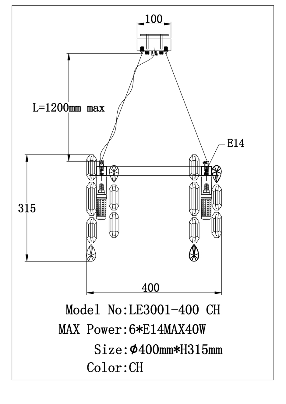 Подвесная люстра LEON Elien LE3001/400 CH