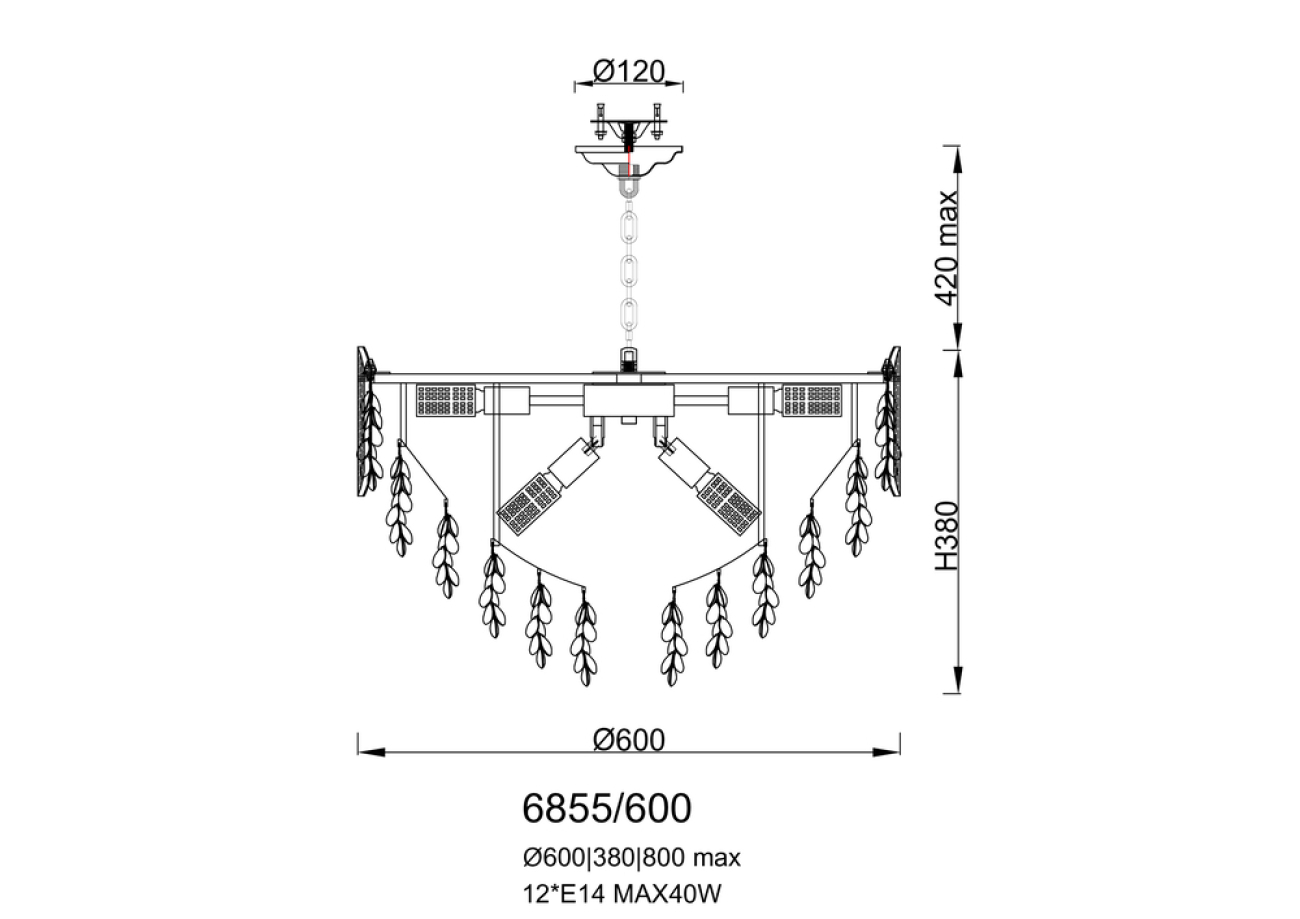 Подвесная люстра LEON Raisin LE6855/600 GD