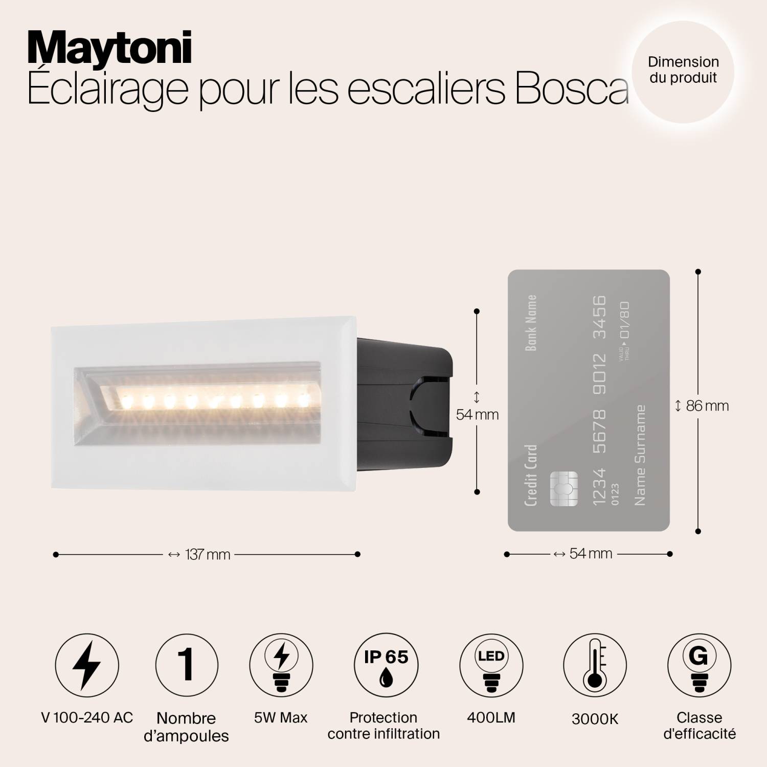 Подсветка для ступеней Maytoni Bosca O045SL-L5W3K Подсветка для ступеней Maytoni Bosca O045SL-L5W3K