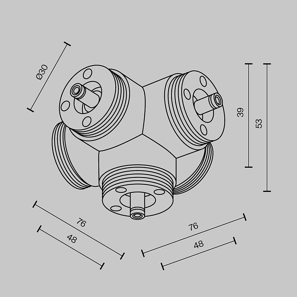 Пятиконечный коннектор для системы Shelf без ввода питания Maytoni Accessories for system Shelf CA020L5C-B