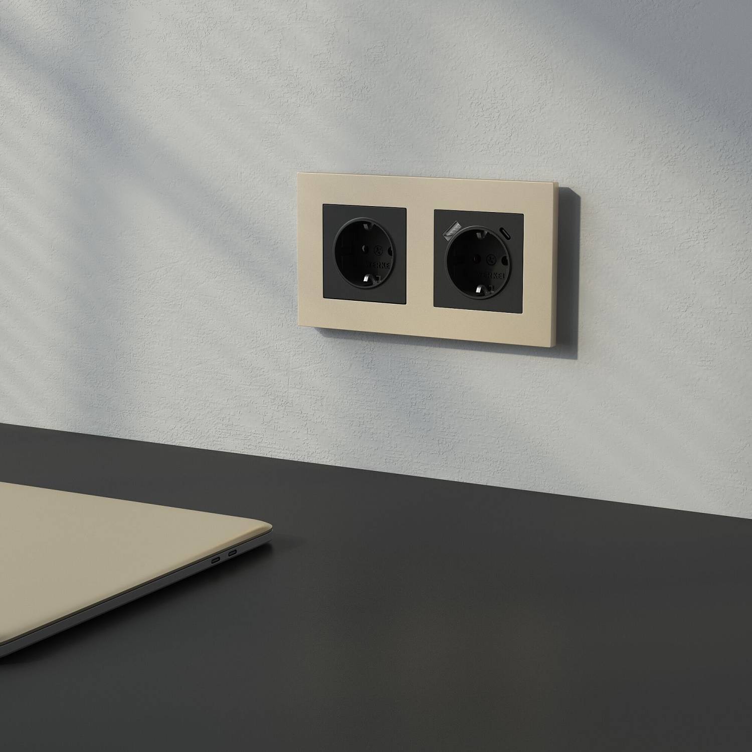 Рамка Werkel W0022911/ Рамка на 2 поста Slab (шампань софт)