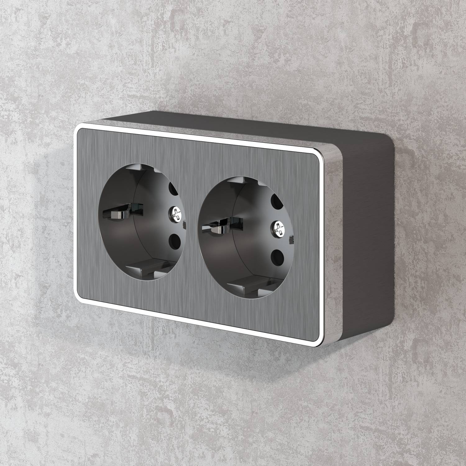 Розетка Werkel W5072104/ Розетка двойная с заземлением Gallant (графит рифленый)