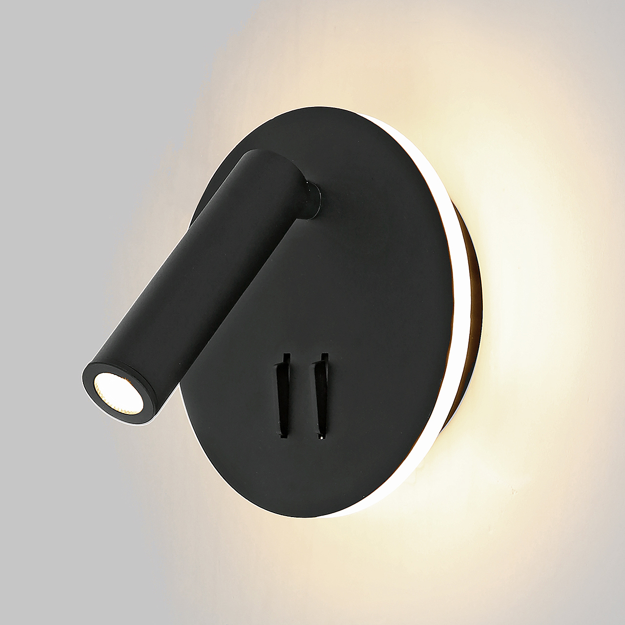 Светильник светодиодный круглый с подсветкой 3W + 9W настенный 220V, 3000K, Черный IL.0005.2101-R BK