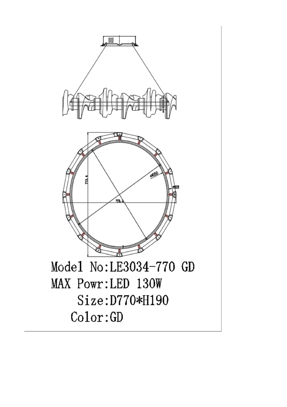 Подвесная люстра LEON Jamila LE3034/770 GD