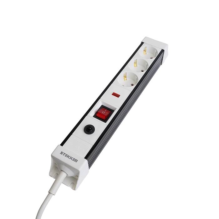 Сетевой фильтр 3-местный с/з 3x1мм2, 1,8 м, Stekker Techno 50144