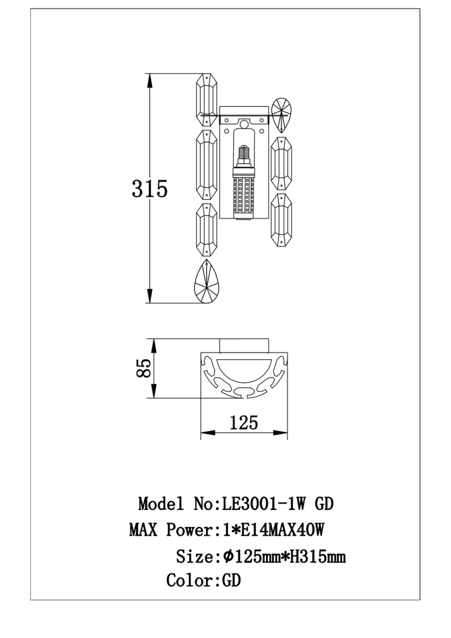 Настенное бра LEON Elien LE3001/1W GD