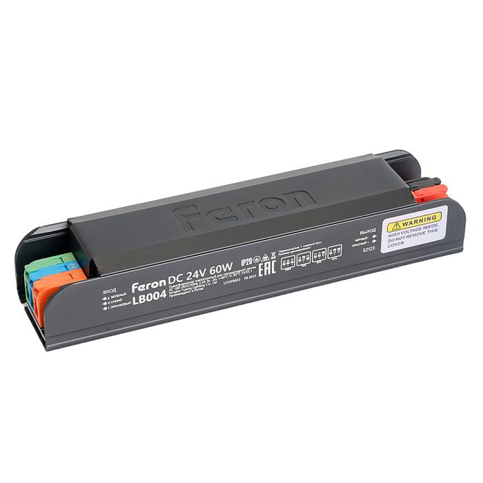 Трансформатор для светодиодной ленты с плавным пуском и диммированием 60W 24V IP20 Feron LB004 52123