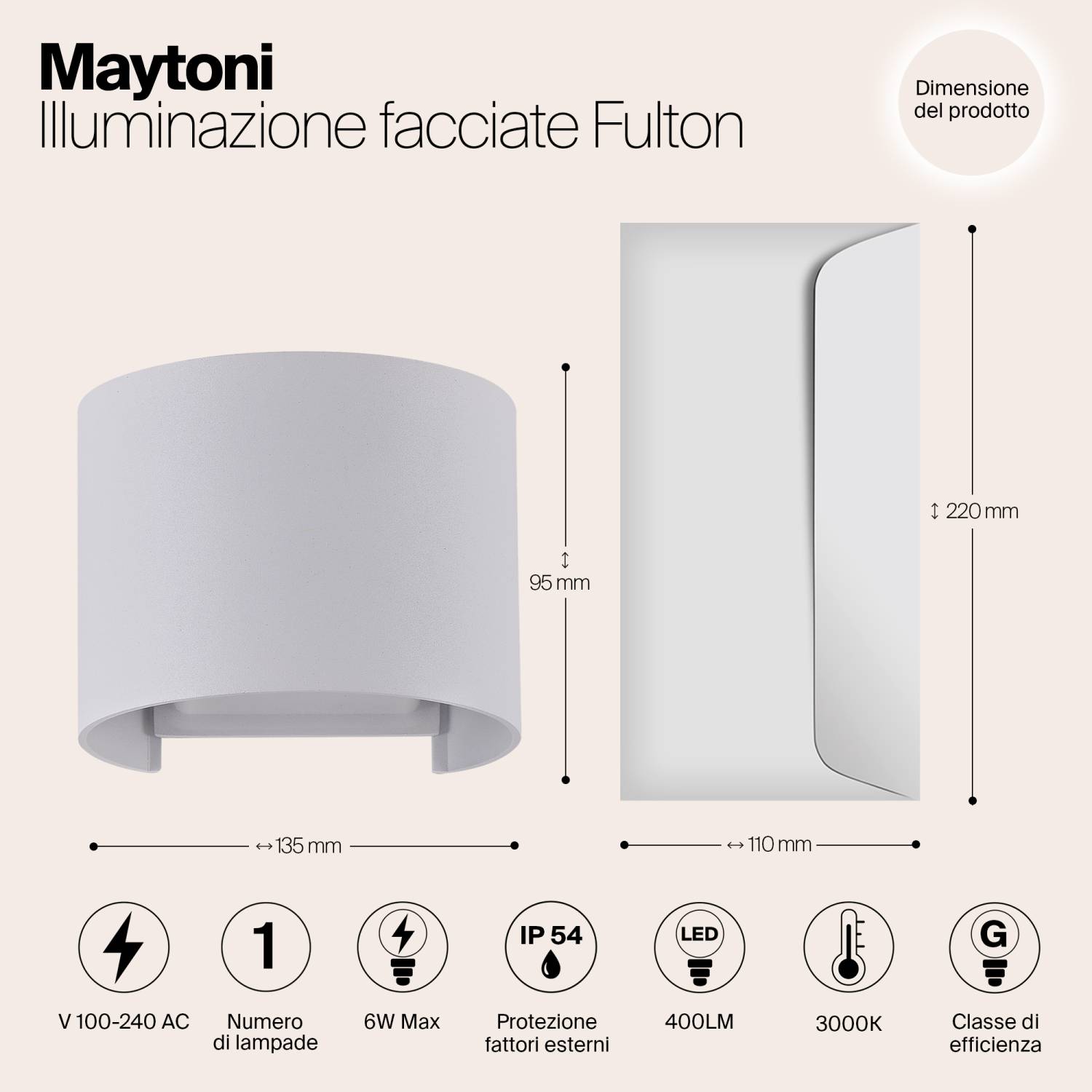 Уличный LED настенный светильник Maytoni Fulton O573WL-L6W