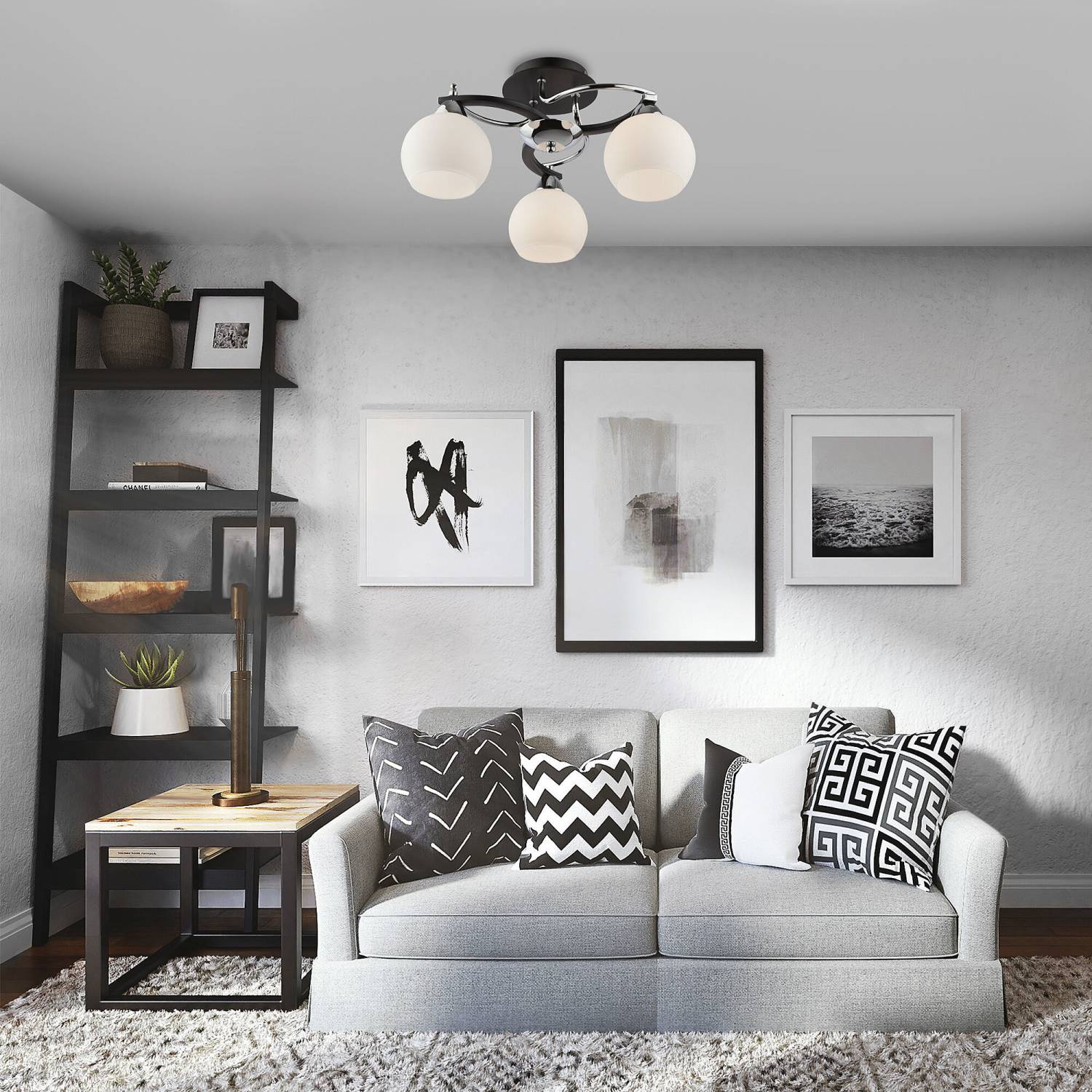 Потолочная люстра Eurosvet Larion 9654/3 хром/черный