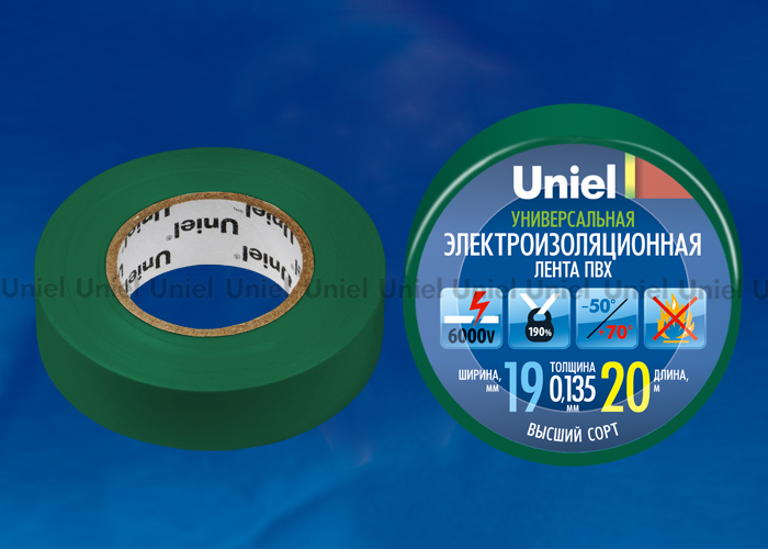 Изоляционная лента Uniel UIT-135P 20/19/01 GRN