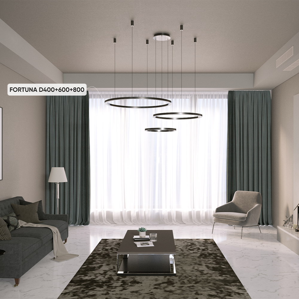 Подвесная люстра Crystal Lux FORTUNA FORTUNA SP158W LED D400+600+800 BLACK