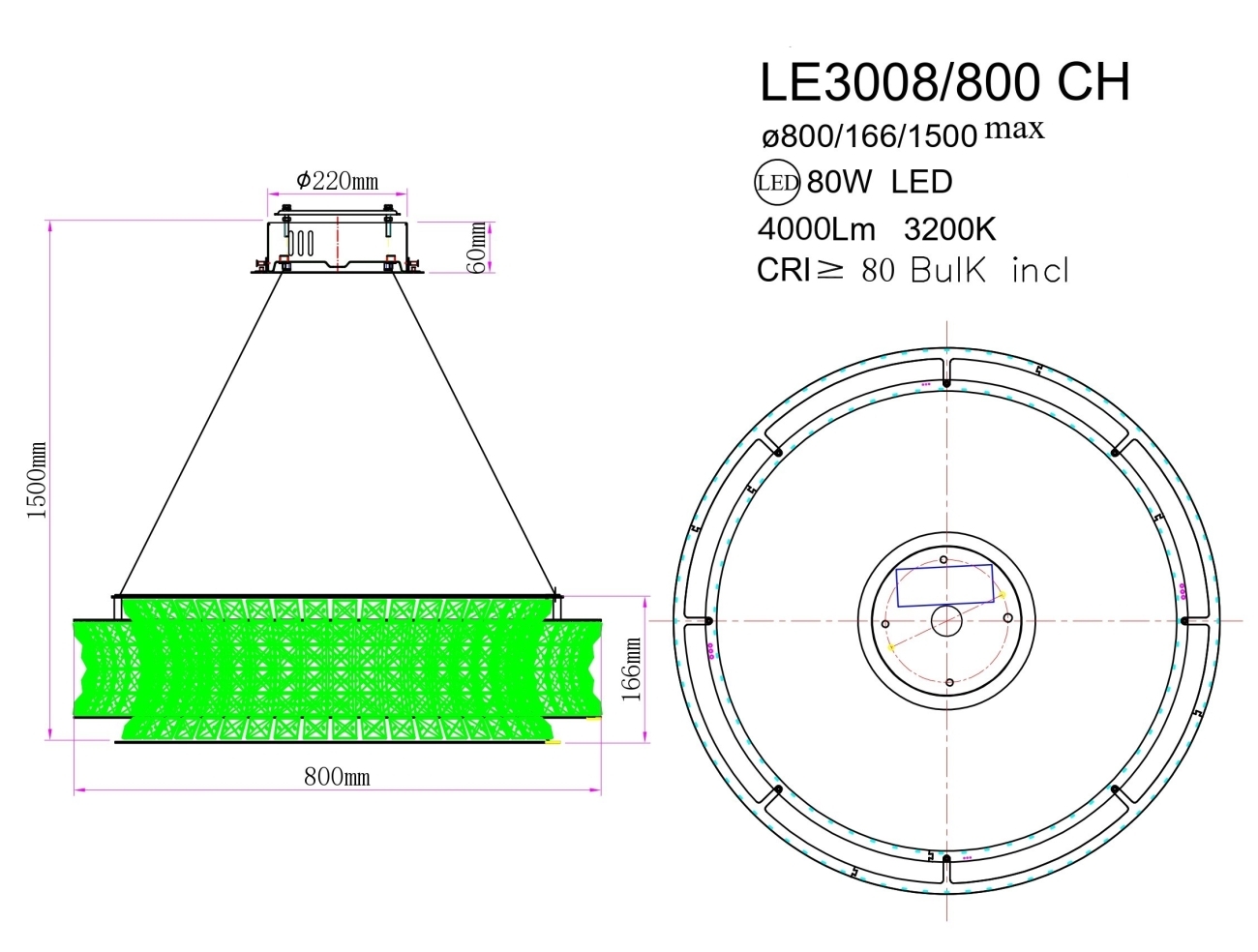 Подвесная люстра LEON Aurelie LE3008/800 CH