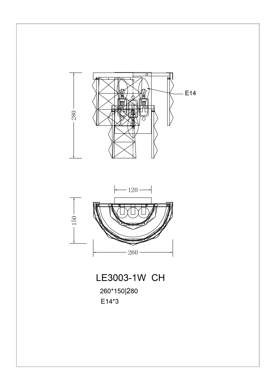 Настенное бра LEON Cristal LE3003/1W CH