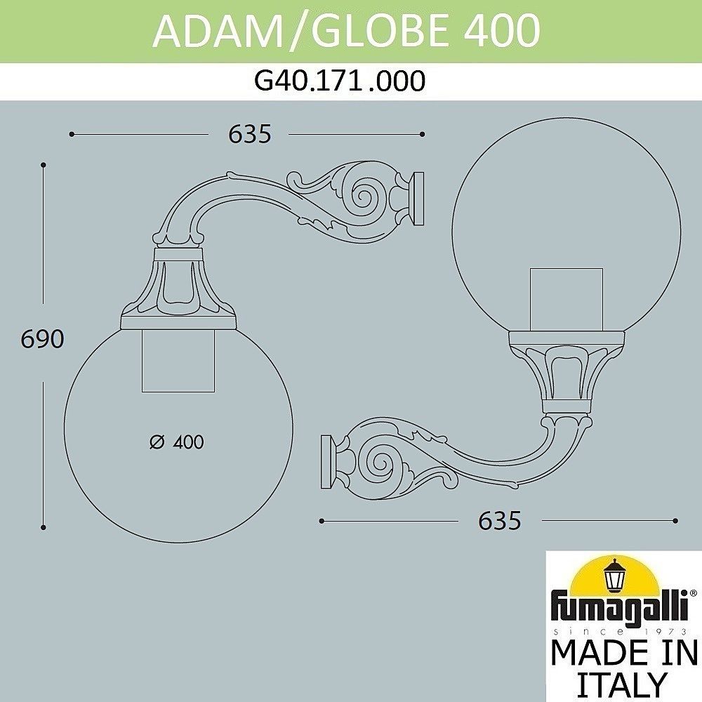 Уличный настенный светильник Fumagalli Globe 400 G40.171.000.AYE27