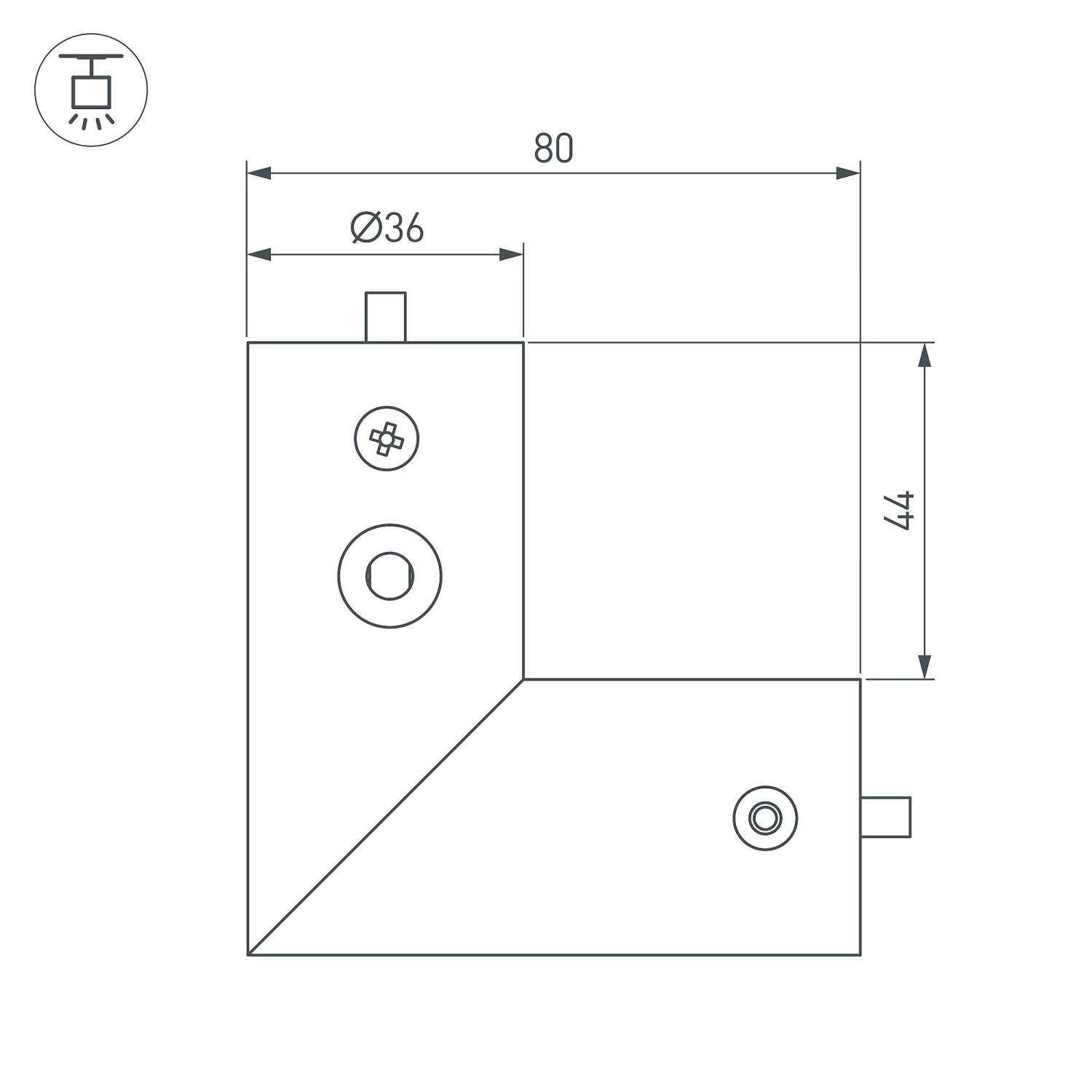 Угловой коннектор для соединения двух отрезков профиля ROUND-D36-360 Arlight Sl-Round 050543