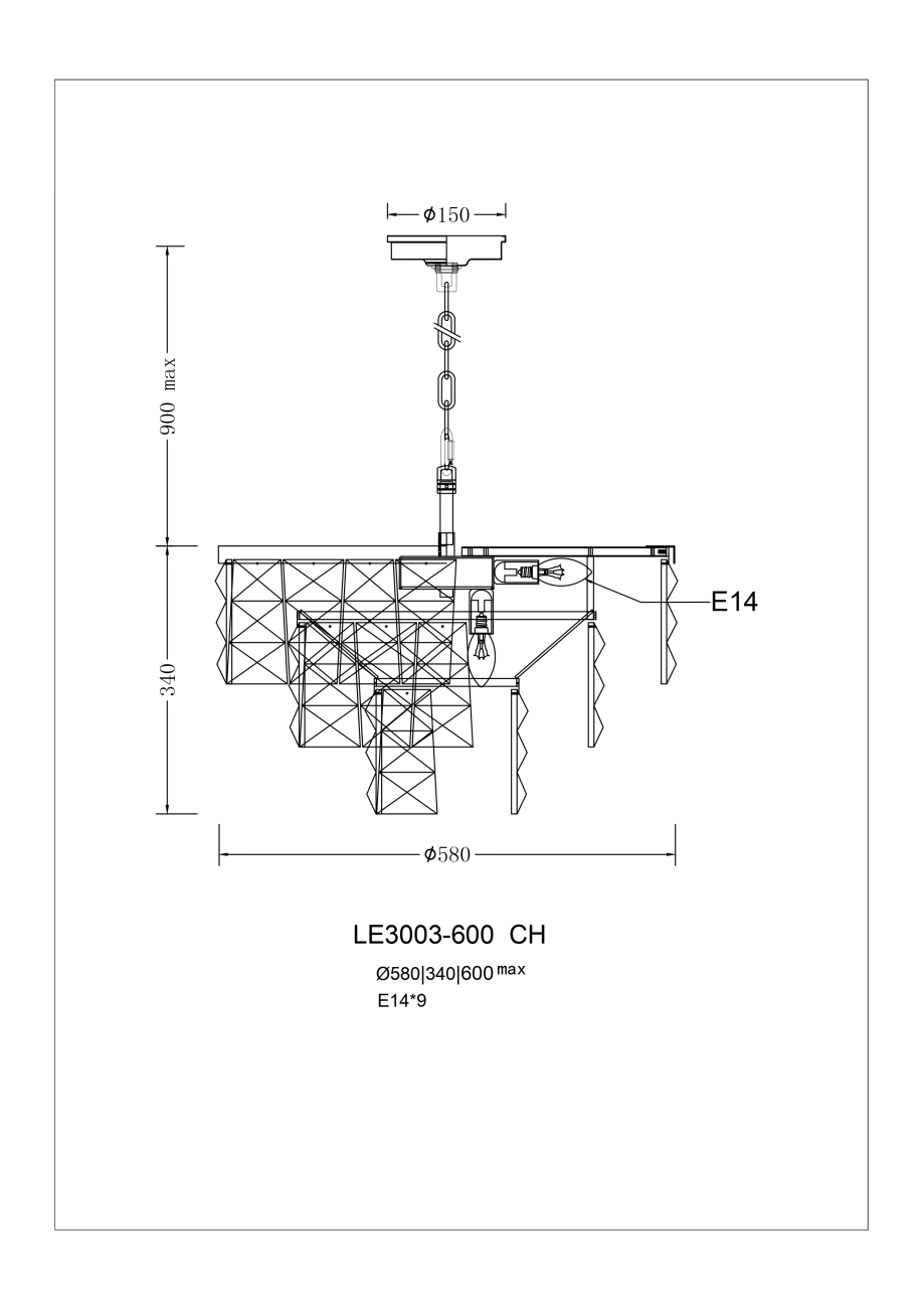 Подвесная люстра LEON Cristal LE3003/600 CH
