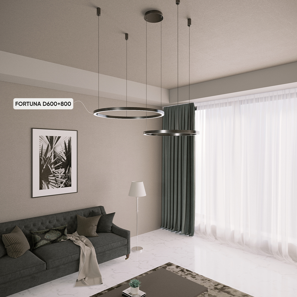 Подвесная люстра Crystal Lux FORTUNA FORTUNA SP123W LED D600+800 BLACK