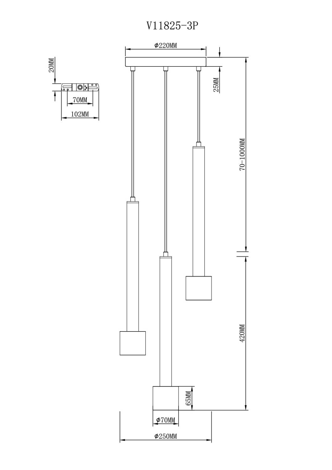 Светильник подвесной Moderli Malet V11825-3P