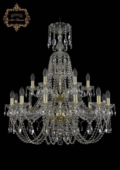 Подвесная хрустальная люстра 11.21 Art Classic 11.21.12+6.300.2d.XL-95.Gd.Sp