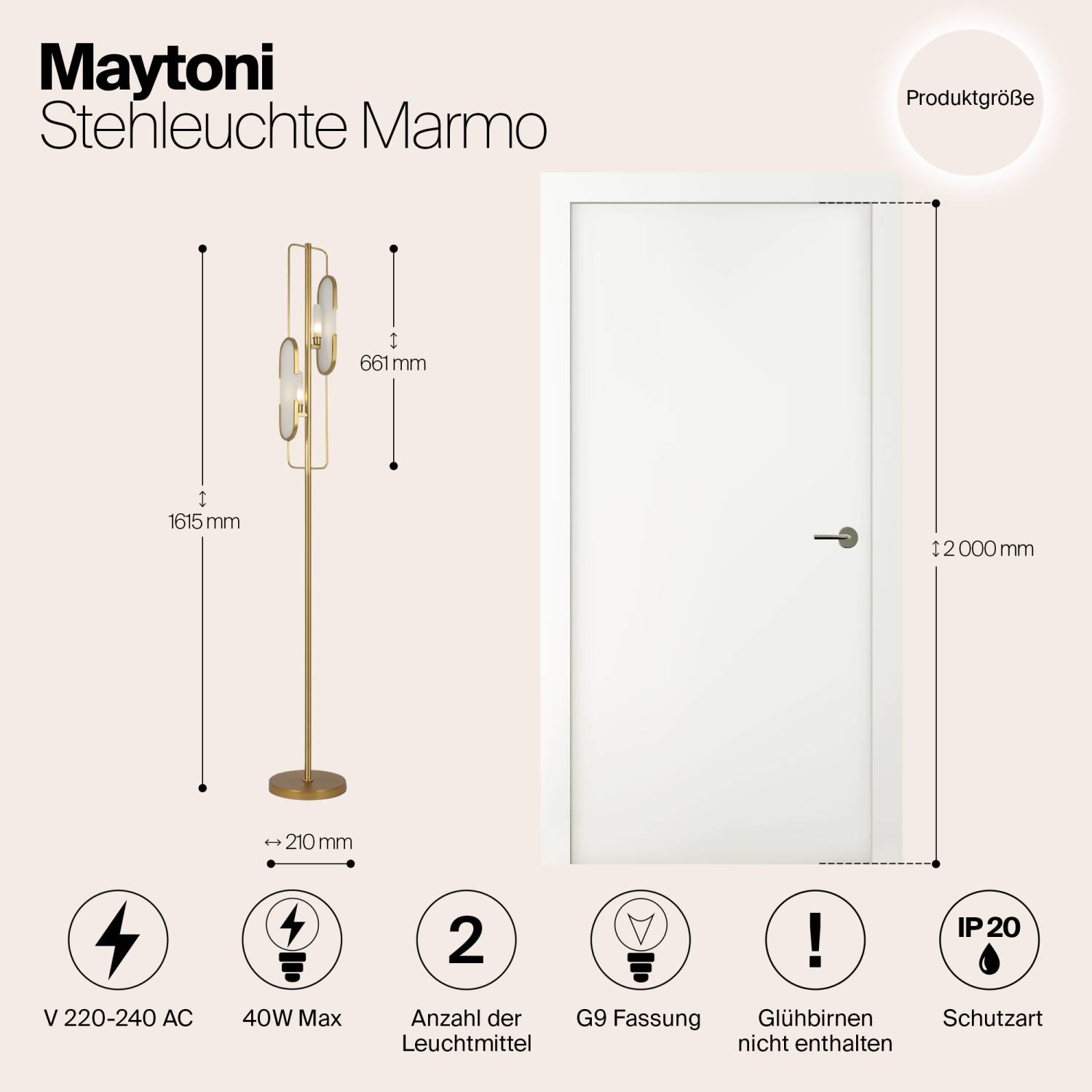 Торшер Maytoni Marmo MOD099FL-02G