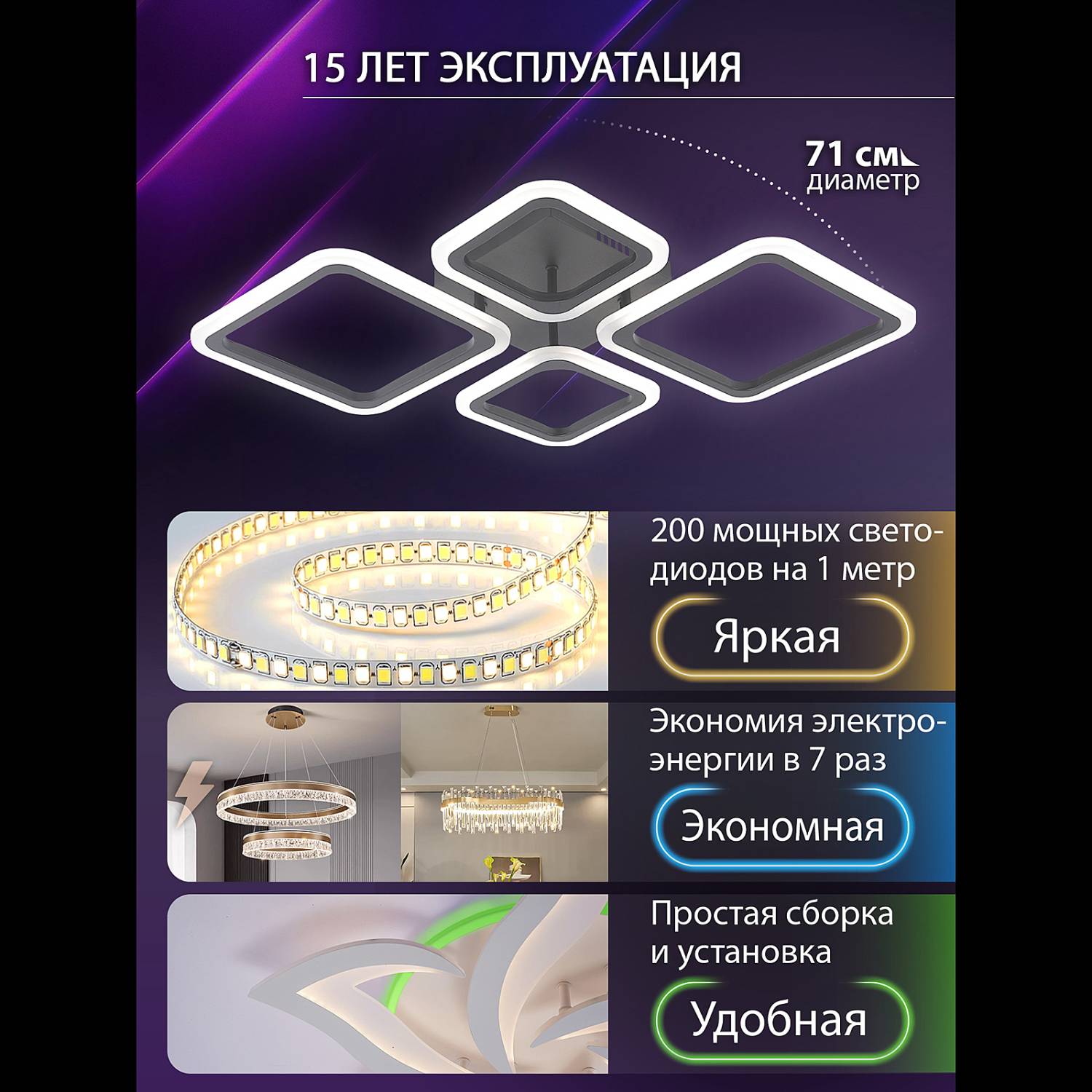 Потолочная люстра Natali Kovaltseva Opti LED LAMPS 81108/2C