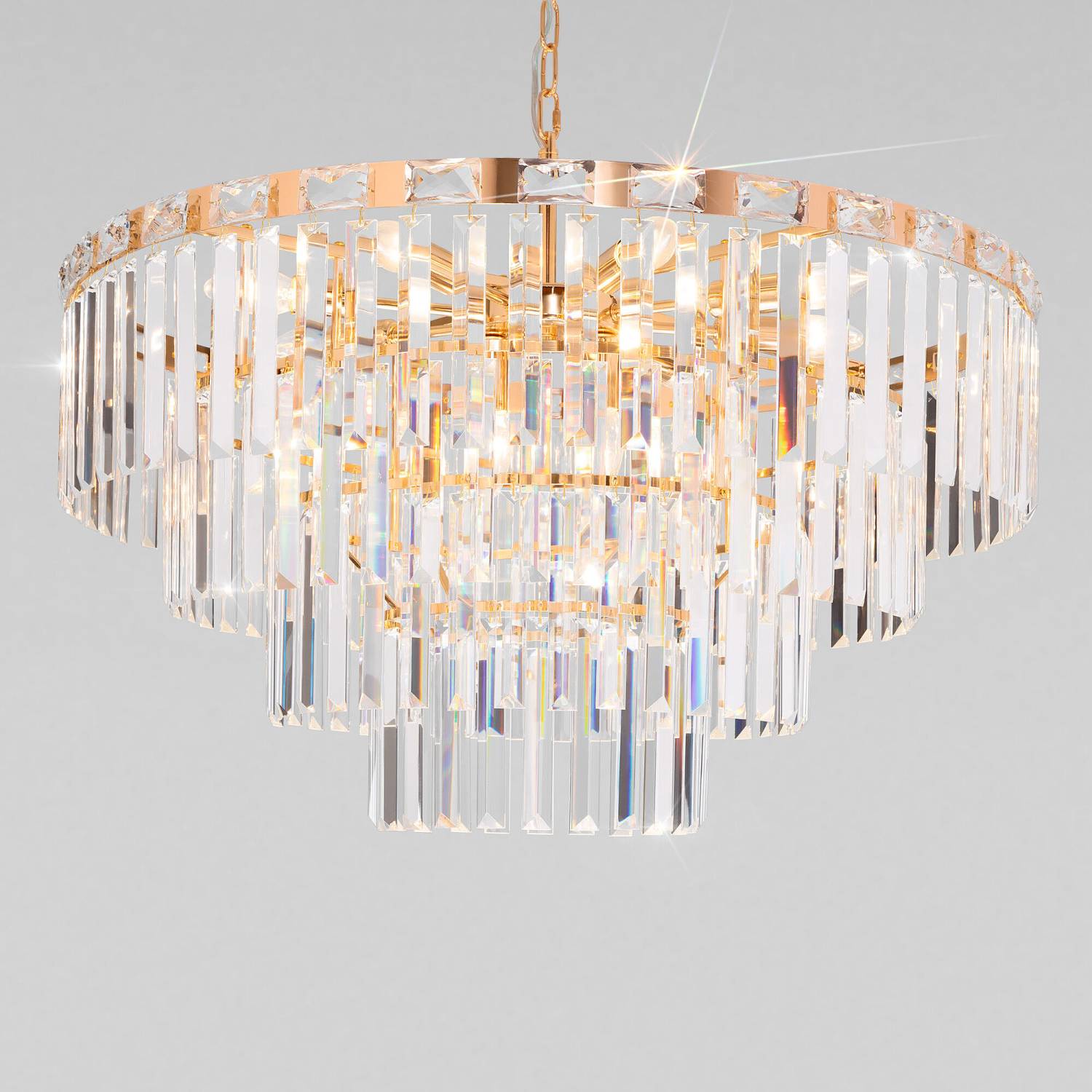 Подвесная люстра Eurosvet Elegante 10130/10 золото/прозрачный хрусталь Strotskis Smart