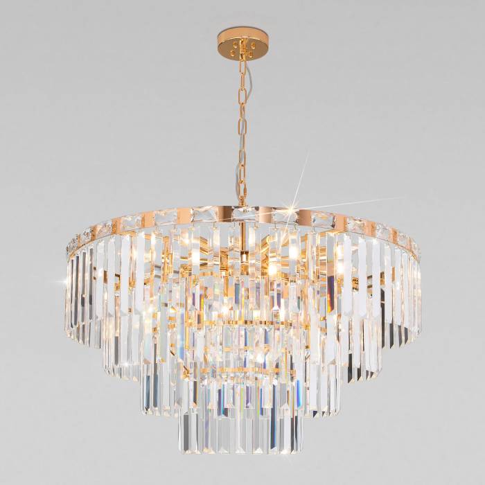 Подвесная люстра Eurosvet Elegante 10130/10 золото/прозрачный хрусталь Strotskis Smart