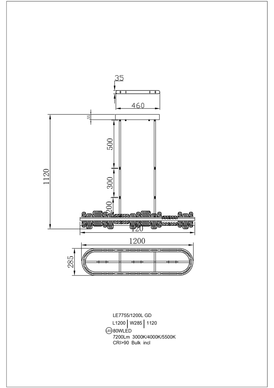 Подвесная люстра LEON Ailani LE7755/1200L GD