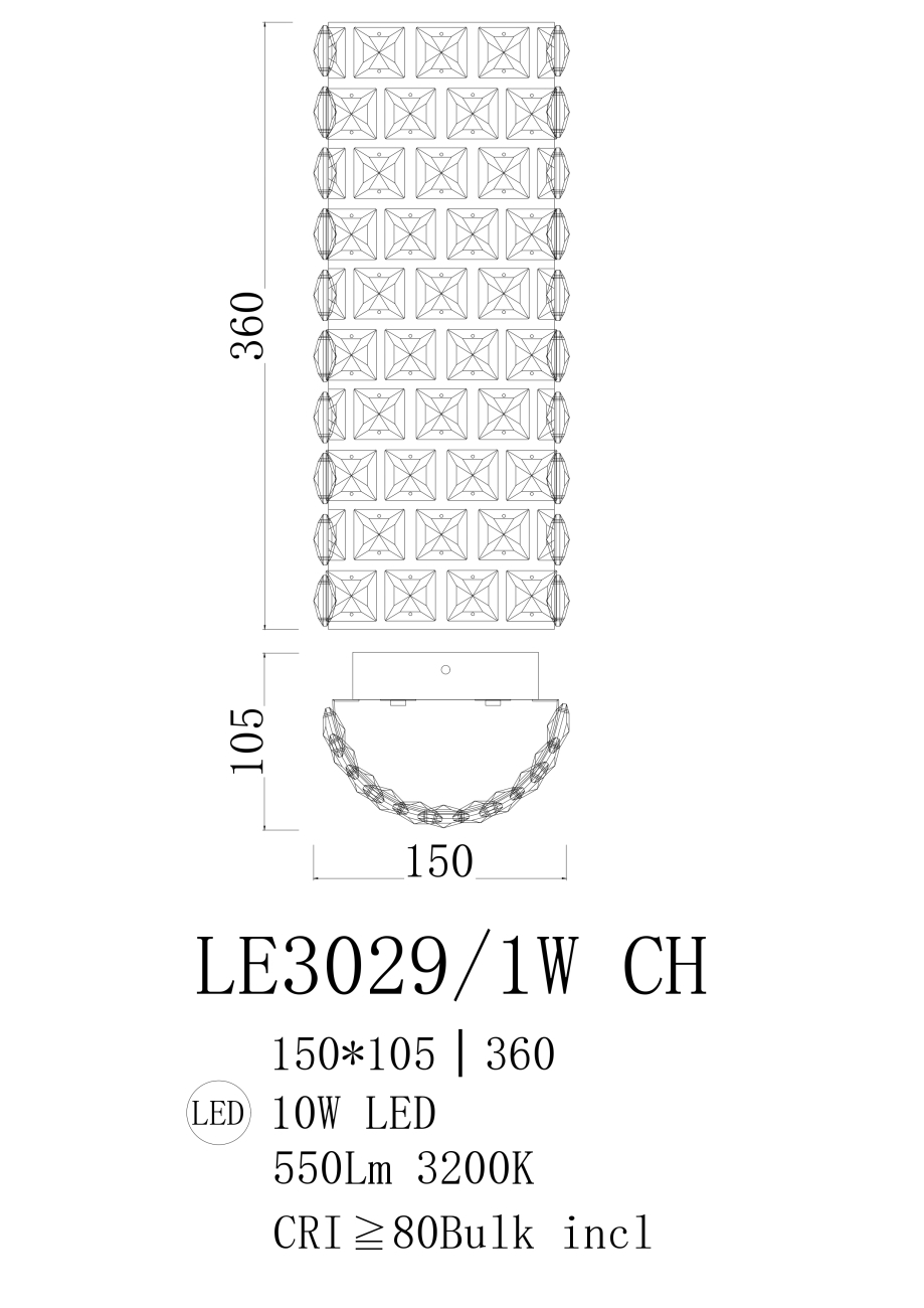 Настенный светильник LEON Amelie LE3029/1WS CH