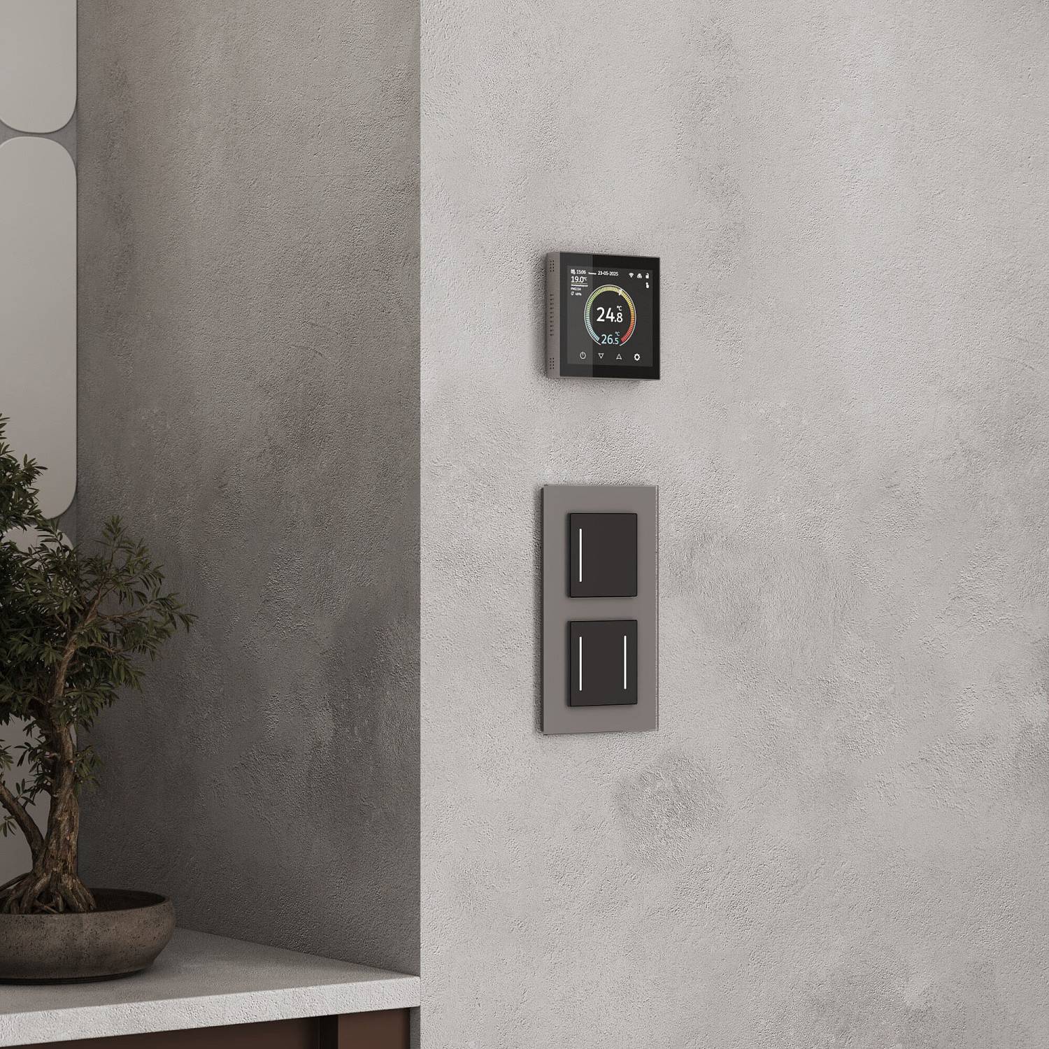 Терморегулятор Werkel Сенсорные механизмы дымчатый W1851104/ Умный сенсорный терморегулятор с LCD дисплеем (дымчатый)