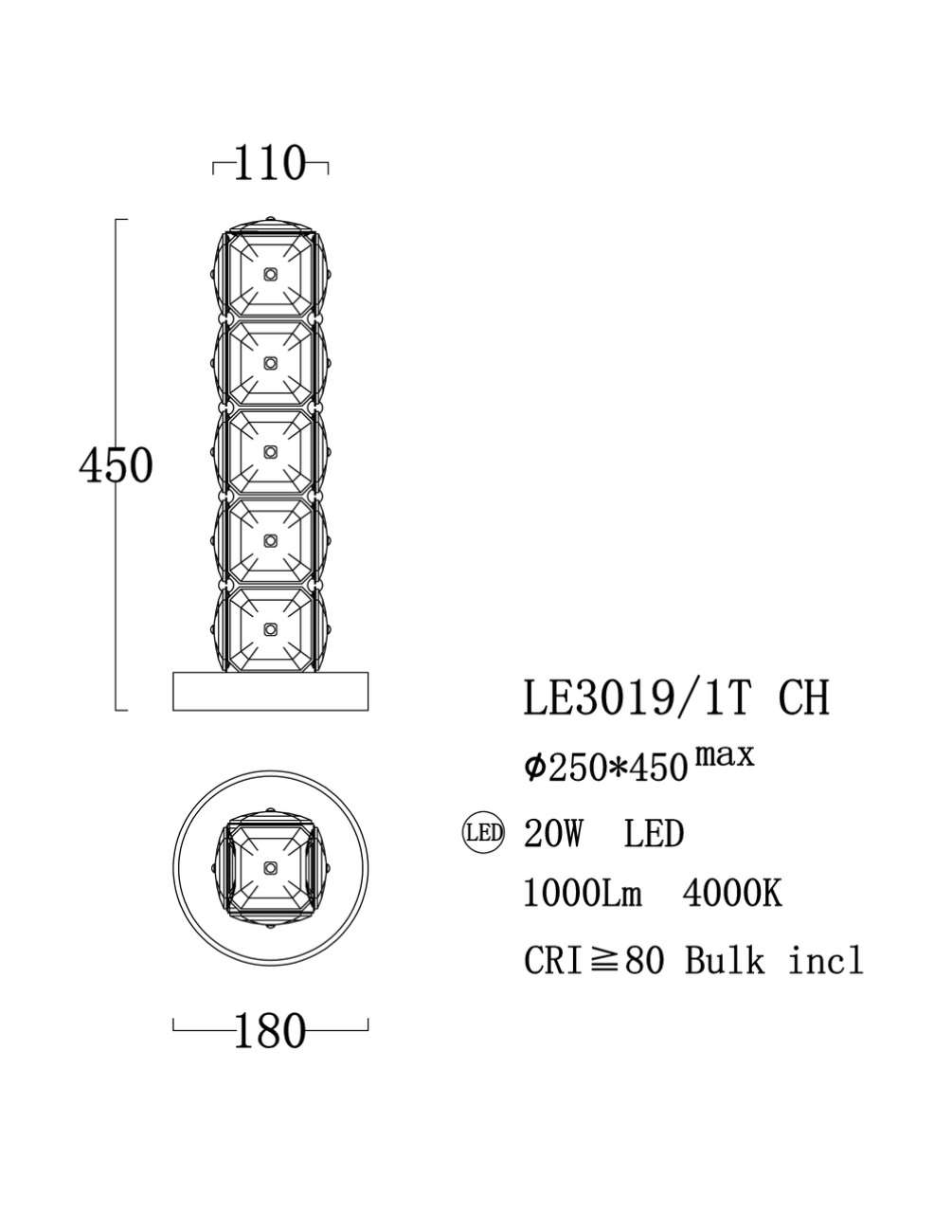 Настольная лампа LEON MontBlanc LE3019/1T CH