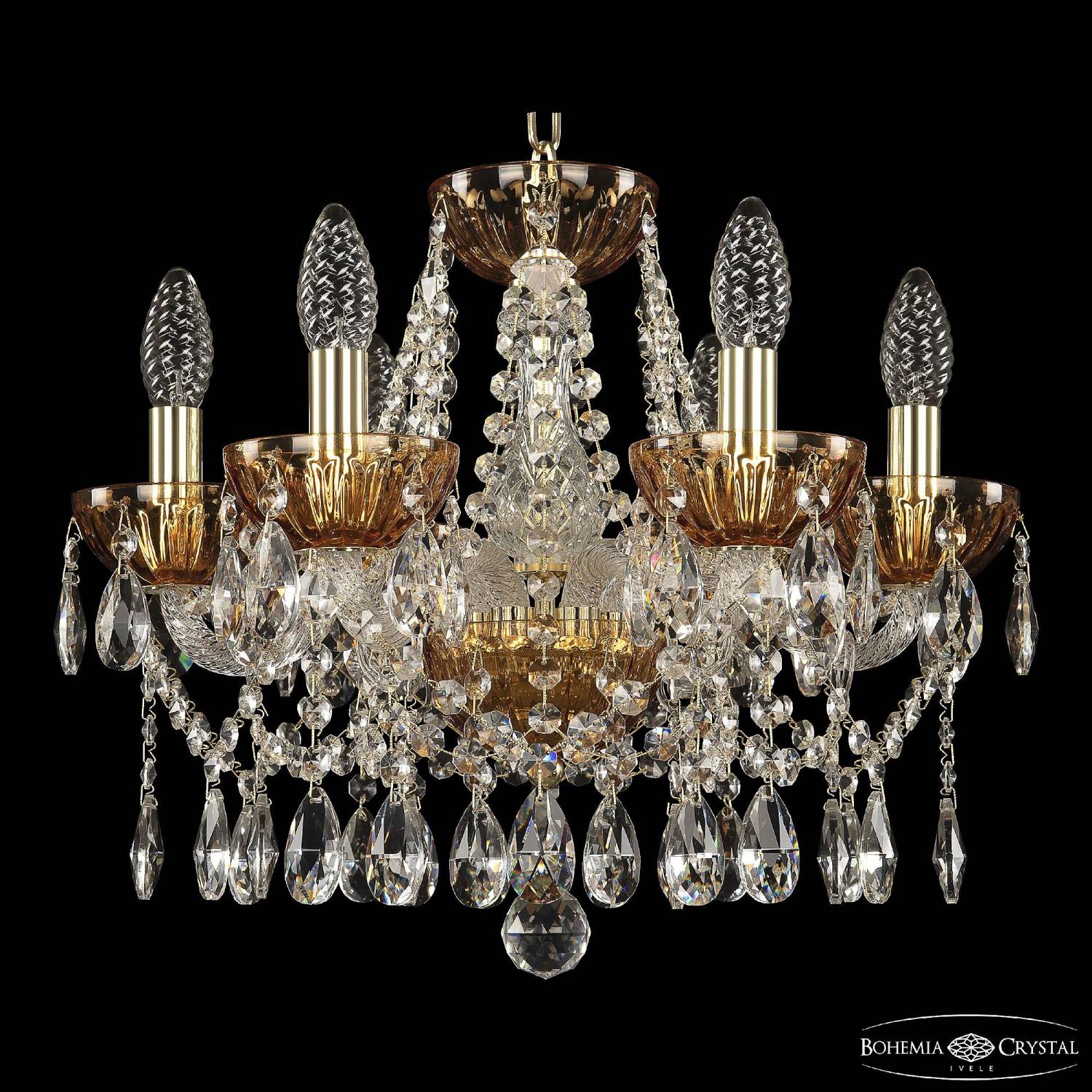 Подвесная люстра Bohemia 5413 5413/6/141 G Amber/M-1H