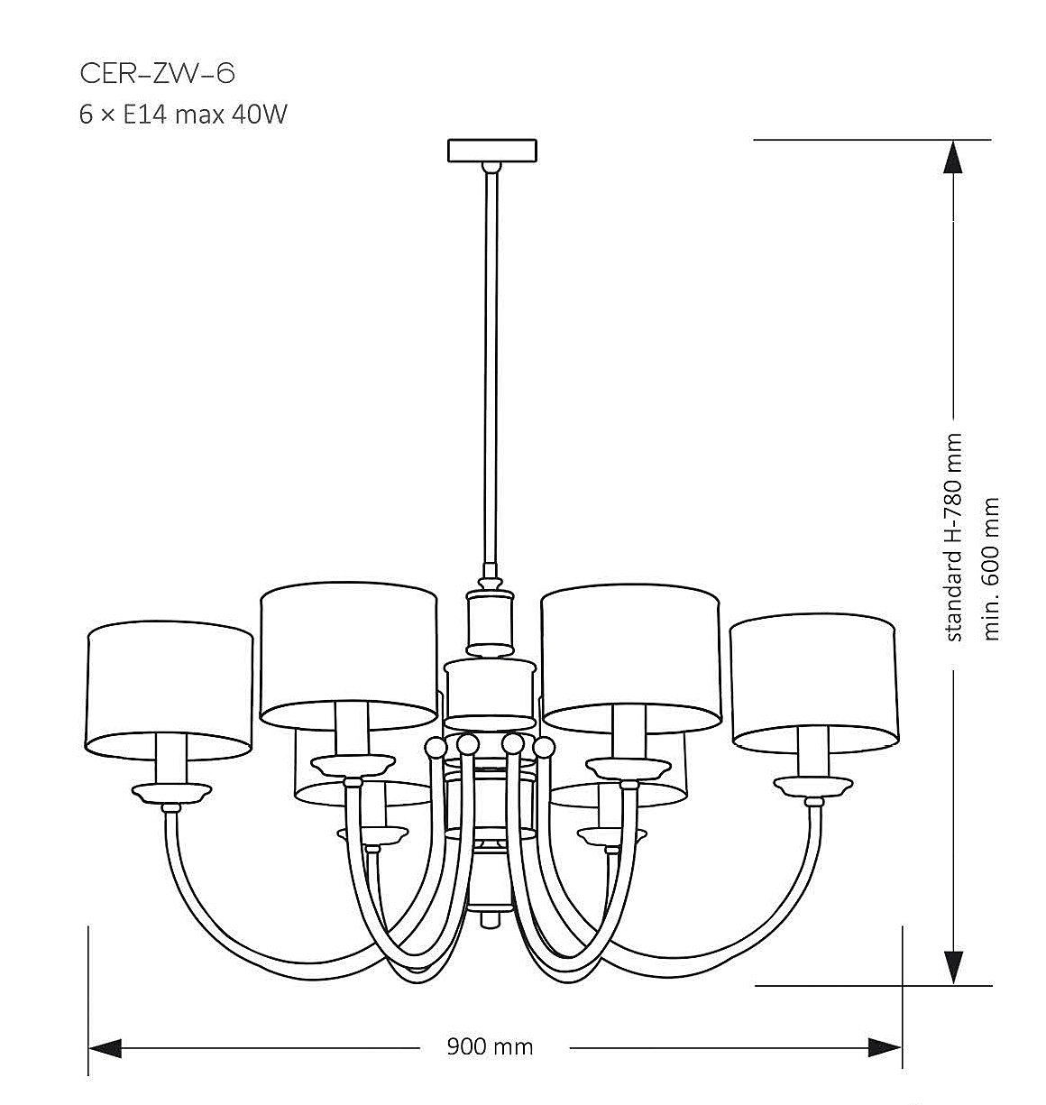 Люстра на штанге Kutek Cero CER-ZW-6(Z)