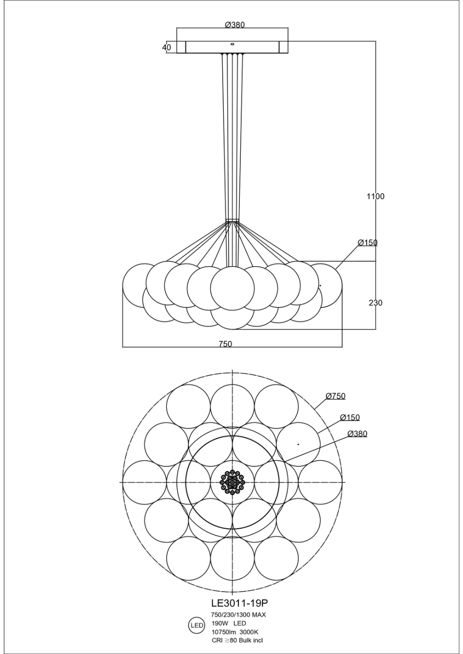 Подвесная люстра LEON Eve LE3011/19
