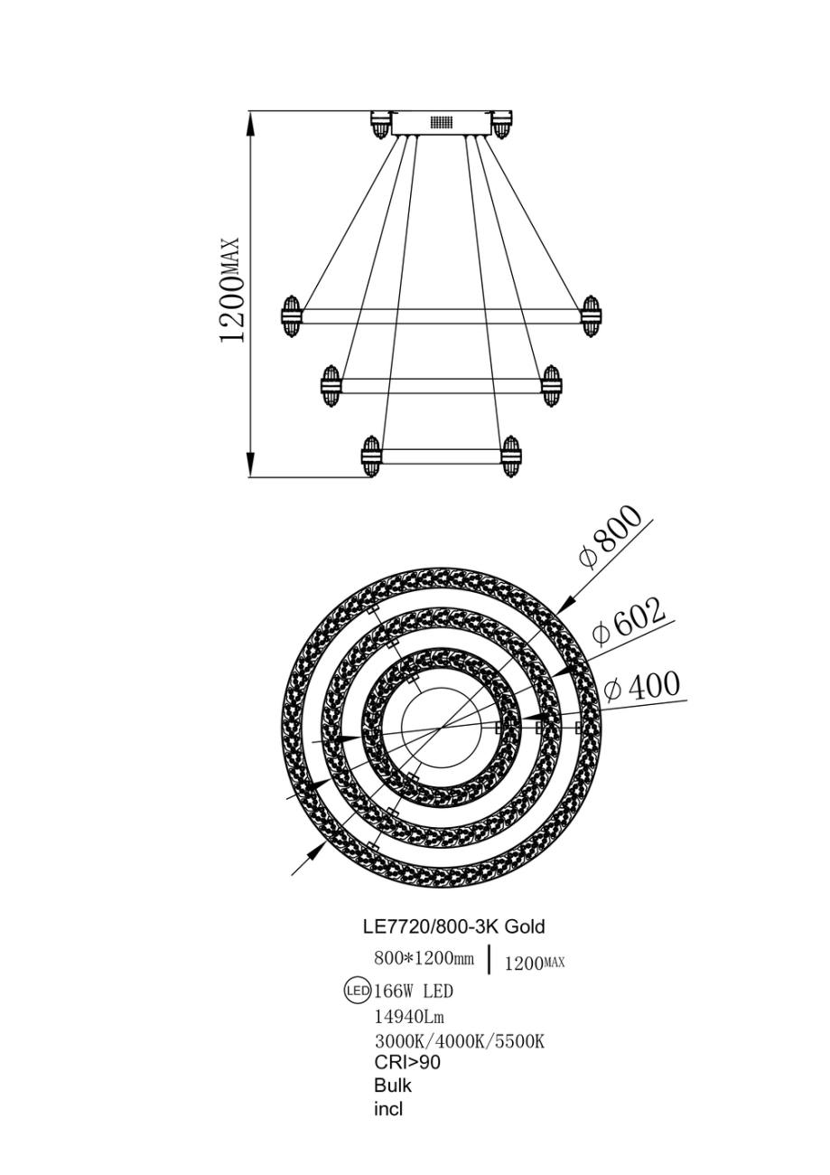 Подвесная люстра LEON Michel LE7720/800-3K Gold